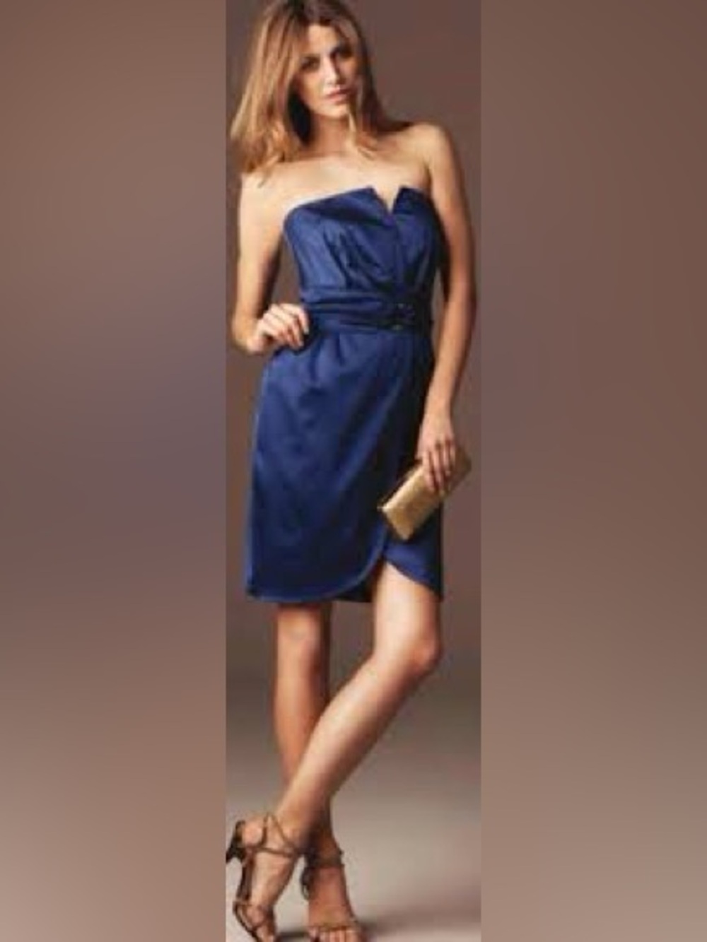 REISS Verdia Blue Strapless midi Satin Cocktail Dress - Size 6 - GORGEOUS!